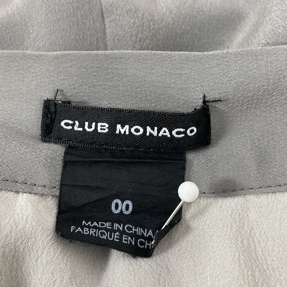 CLUB MONACO Skirt Gray White Silk Split Front Size 00 - Picture 9 of 10